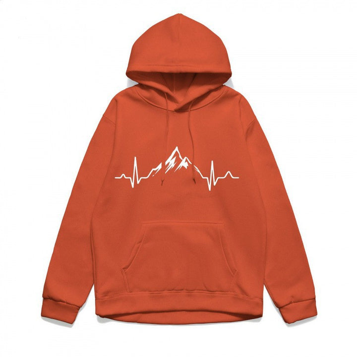 Kvinnors hoodie med stiligt bergmotiv och högkvalitativ bomull Mirla-Eva Jonsson