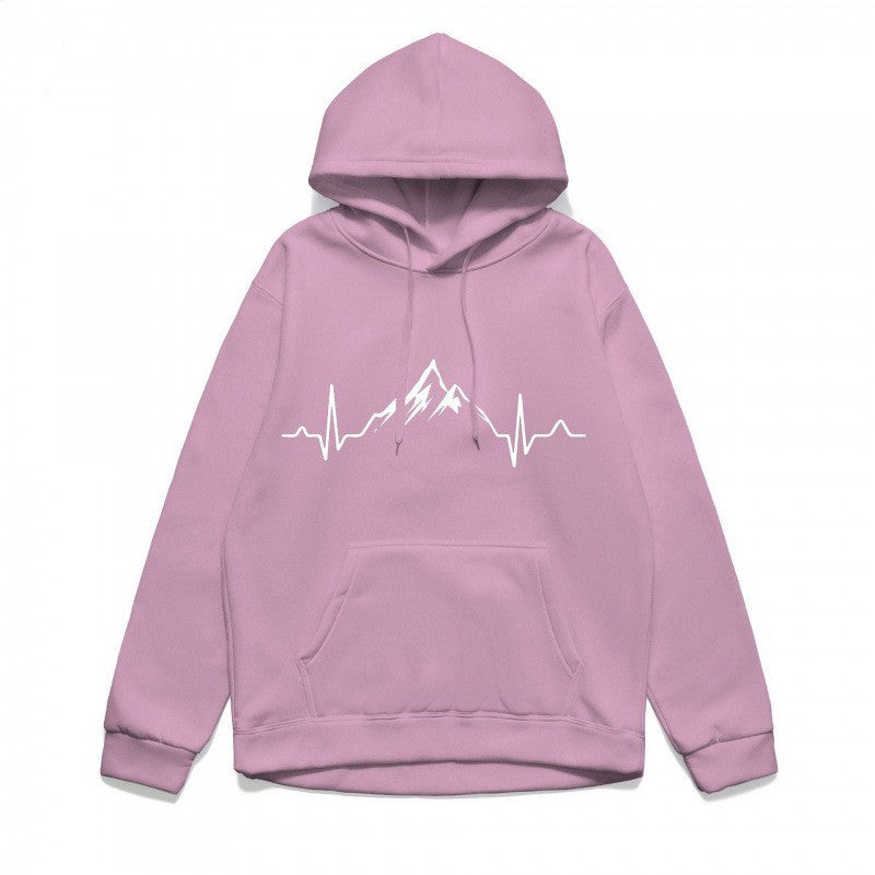 Kvinnors hoodie med stiligt bergmotiv och högkvalitativ bomull Mirla-Eva Jonsson