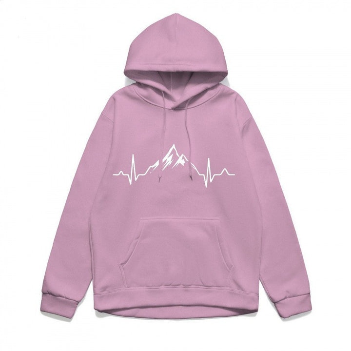 Kvinnors hoodie med stiligt bergmotiv och högkvalitativ bomull Mirla-Eva Jonsson