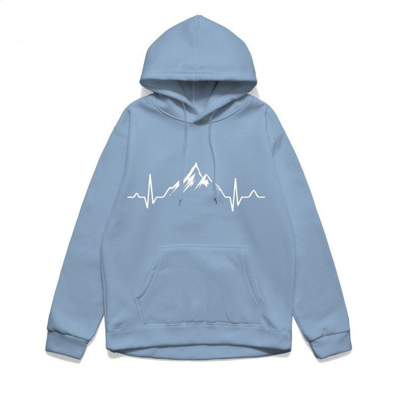 Kvinnors hoodie med stiligt bergmotiv och högkvalitativ bomull Mirla-Eva Jonsson