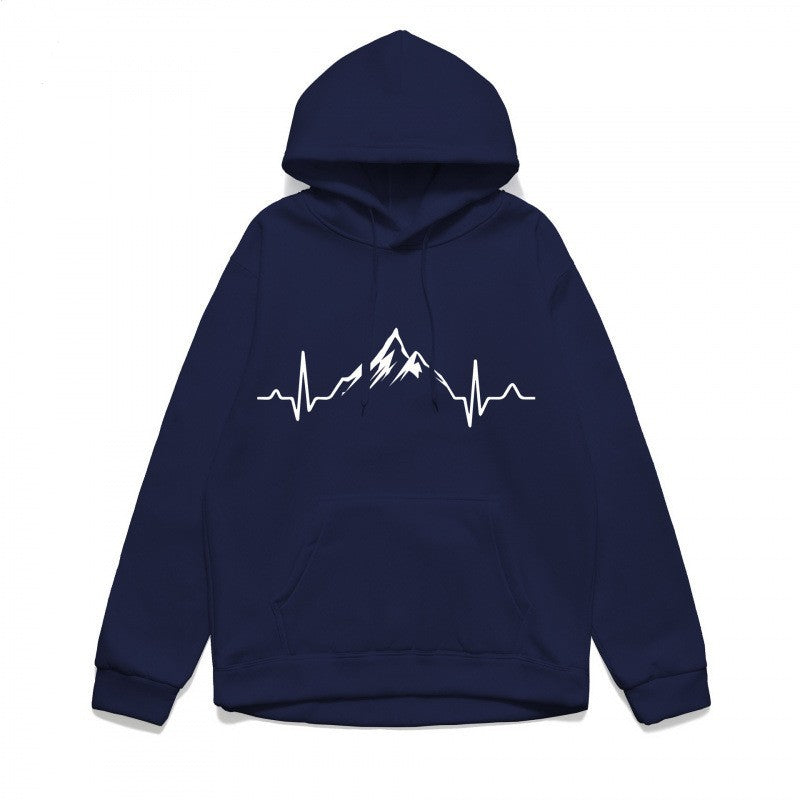 Kvinnors hoodie med stiligt bergmotiv och högkvalitativ bomull Mirla-Eva Jonsson