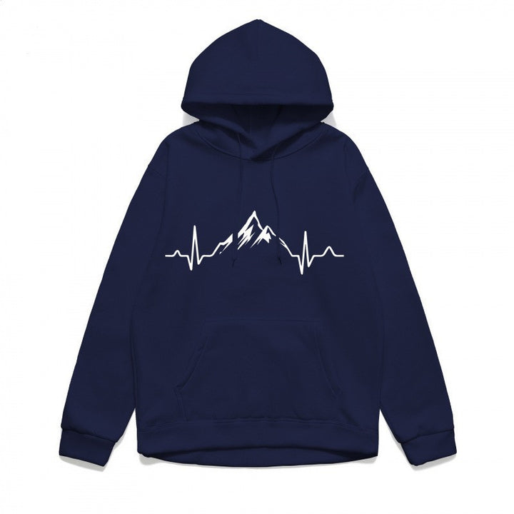 Kvinnors hoodie med stiligt bergmotiv och högkvalitativ bomull Mirla-Eva Jonsson