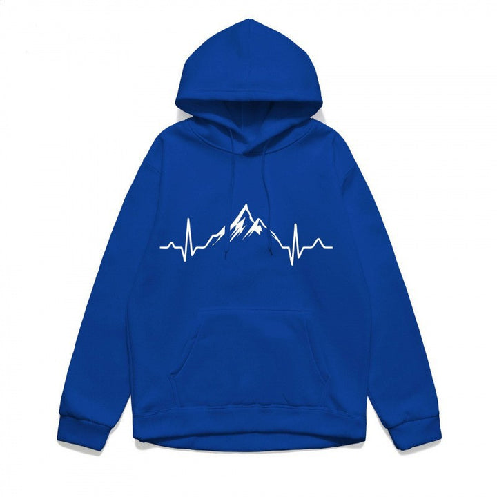 Kvinnors hoodie med stiligt bergmotiv och högkvalitativ bomull Mirla-Eva Jonsson