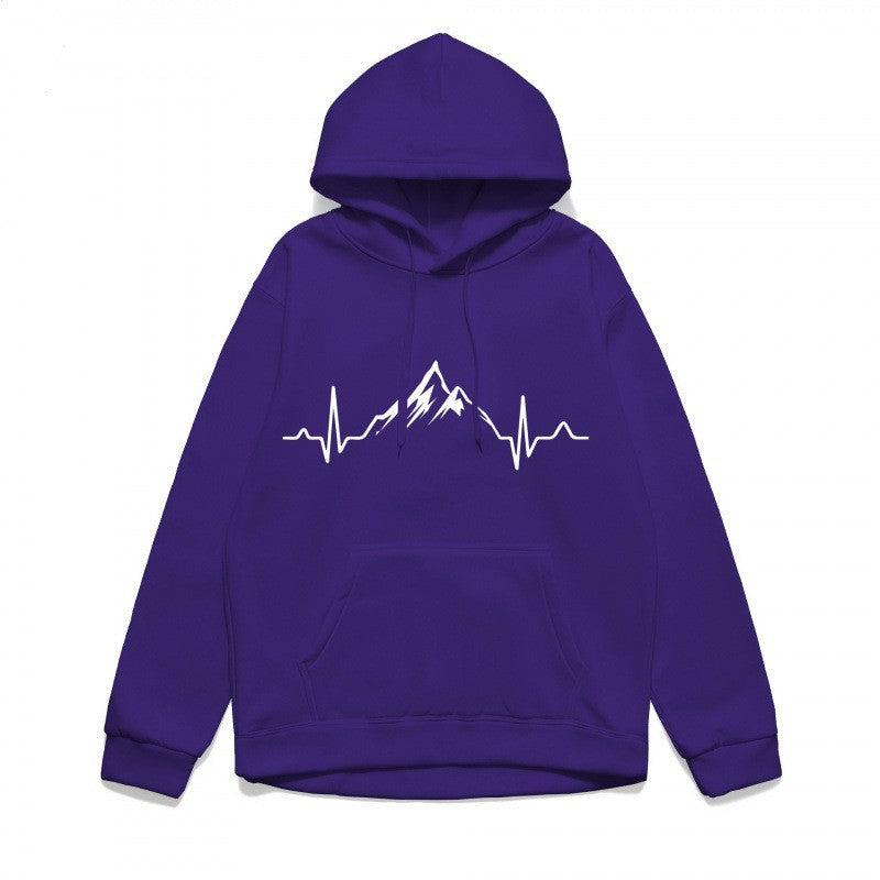 Kvinnors hoodie med stiligt bergmotiv och högkvalitativ bomull Mirla-Eva Jonsson