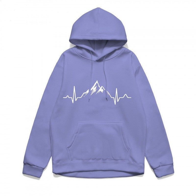 Kvinnors hoodie med stiligt bergmotiv och högkvalitativ bomull Mirla-Eva Jonsson