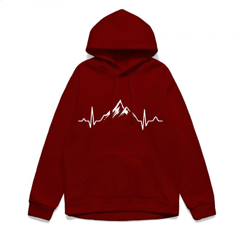 Kvinnors hoodie med stiligt bergmotiv och högkvalitativ bomull Mirla-Eva Jonsson