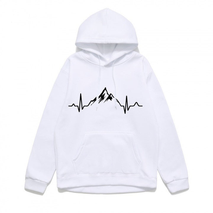Kvinnors hoodie med stiligt bergmotiv och högkvalitativ bomull Mirla-Eva Jonsson
