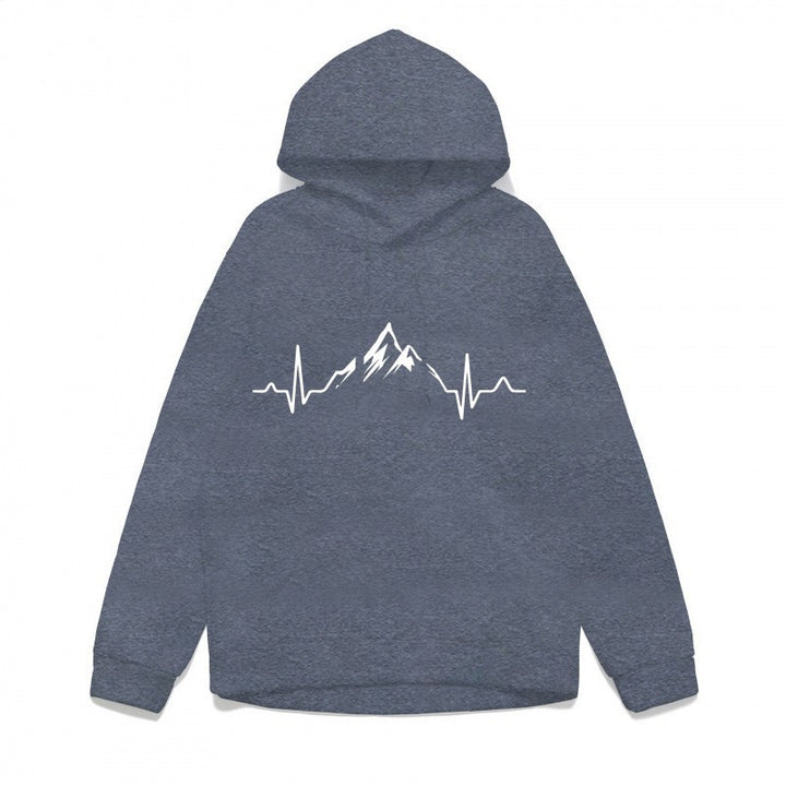 Kvinnors hoodie med stiligt bergmotiv och högkvalitativ bomull Mirla-Eva Jonsson