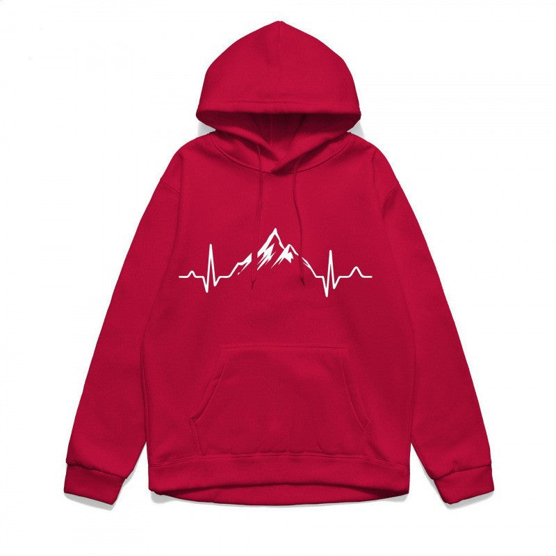 Kvinnors hoodie med stiligt bergmotiv och högkvalitativ bomull Mirla-Eva Jonsson