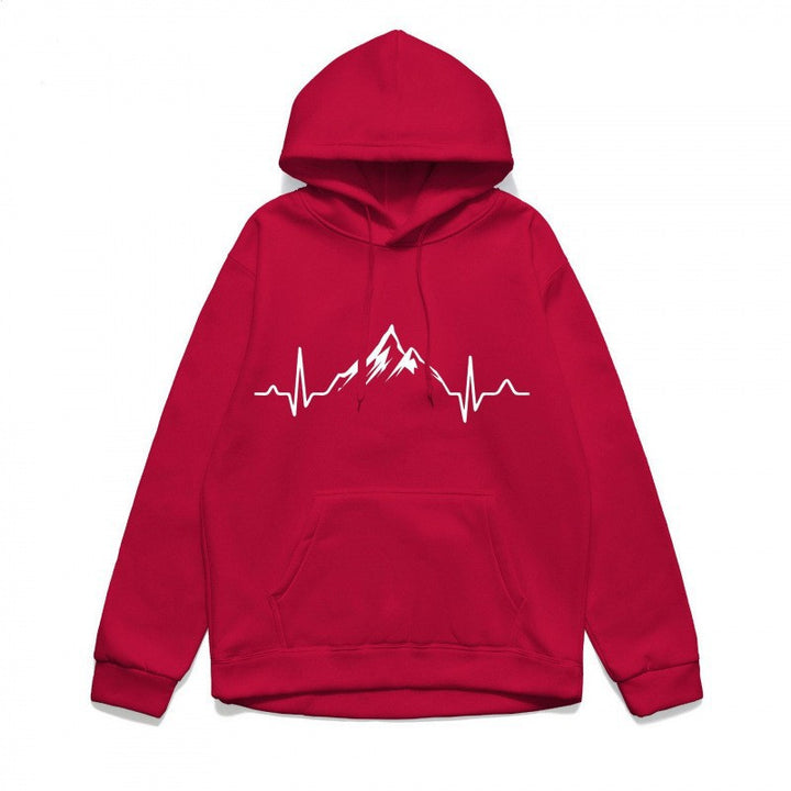 Kvinnors hoodie med stiligt bergmotiv och högkvalitativ bomull Mirla-Eva Jonsson