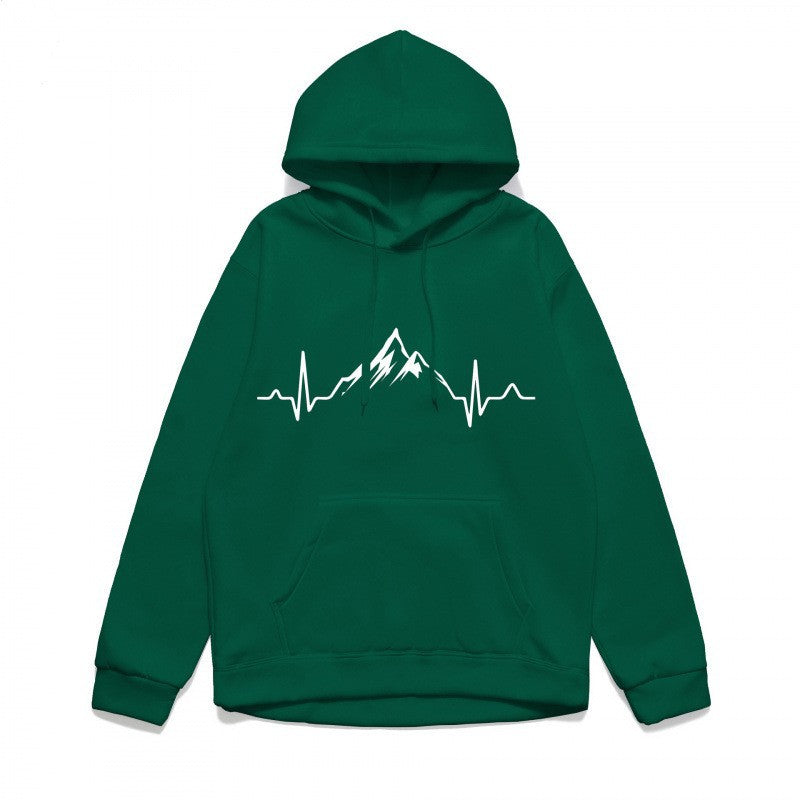 Kvinnors hoodie med stiligt bergmotiv och högkvalitativ bomull Mirla-Eva Jonsson