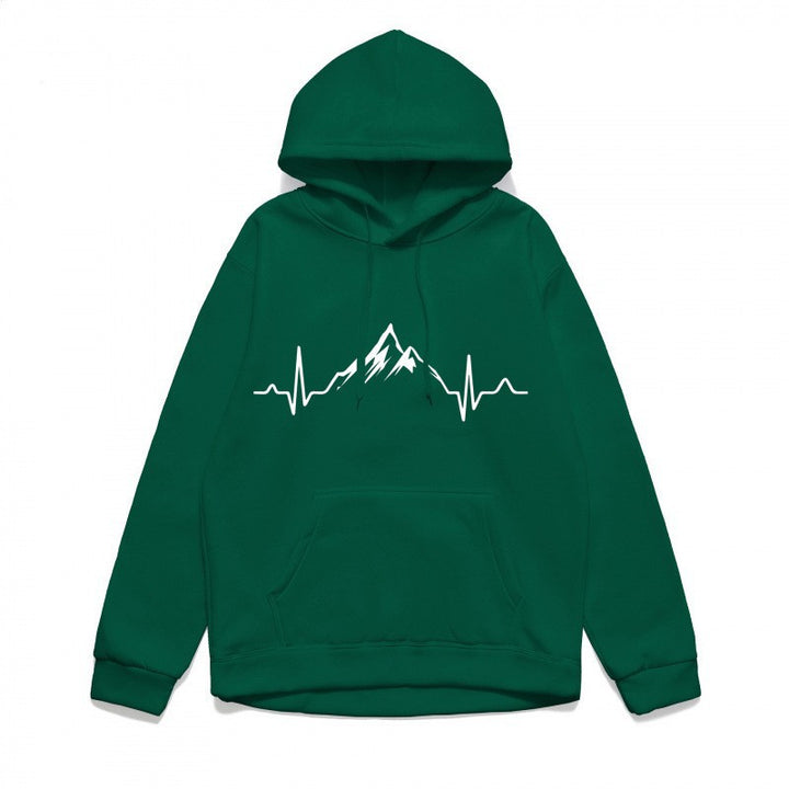 Kvinnors hoodie med stiligt bergmotiv och högkvalitativ bomull Mirla-Eva Jonsson