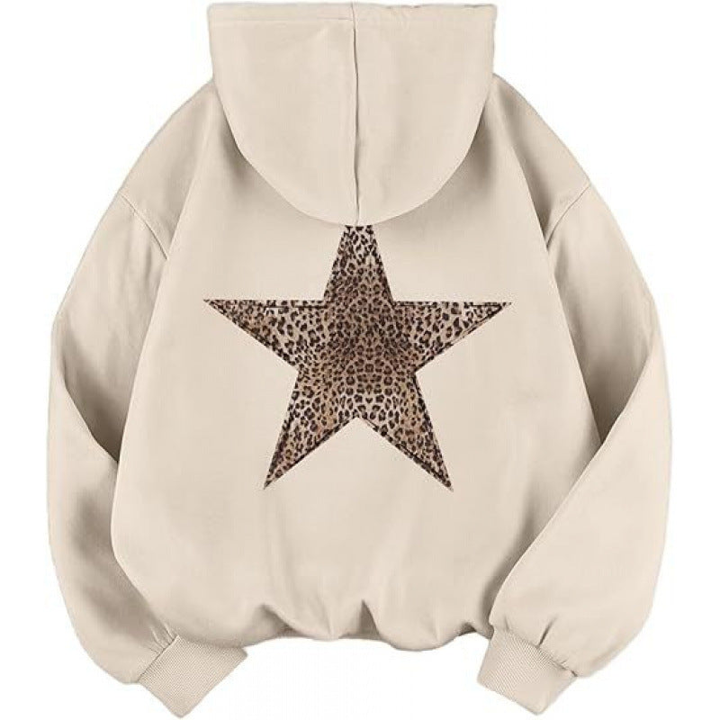 Kvinnors hoodie med stiligt leopardstjärn design och avslappnad passform Mirla-Eva Jonsson