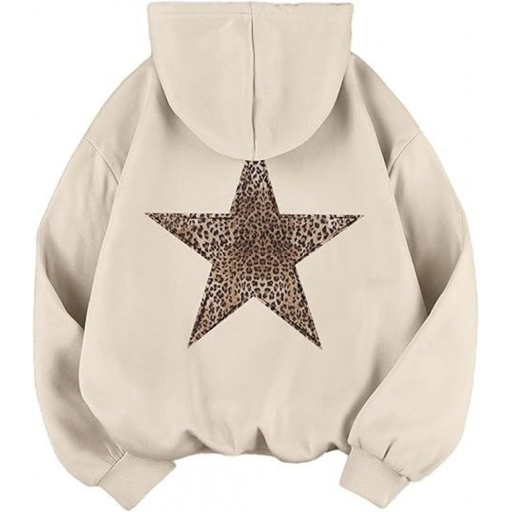 Kvinnors hoodie med stiligt leopardstjärn design och avslappnad passform Mirla-Eva Jonsson