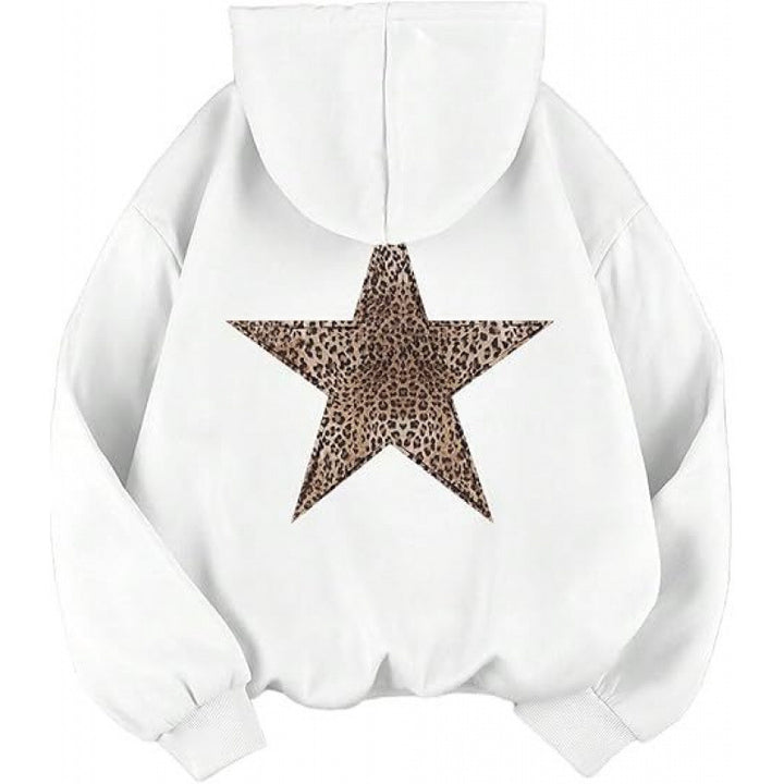 Kvinnors hoodie med stiligt leopardstjärn design och avslappnad passform Mirla-Eva Jonsson