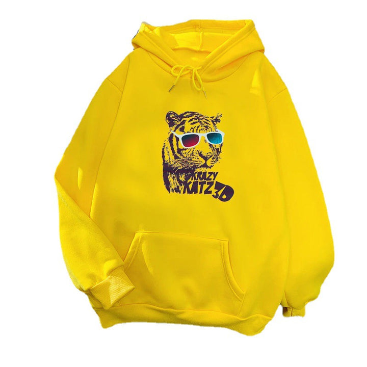 Kvinnors hoodie med stiligt tigermotiv Mirla-Eva Jonsson