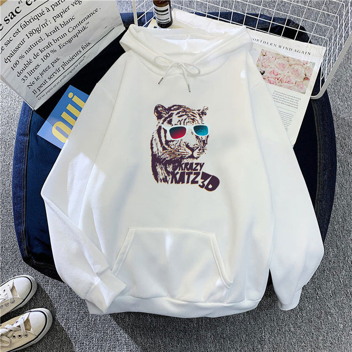 Kvinnors hoodie med stiligt tigermotiv Mirla-Eva Jonsson