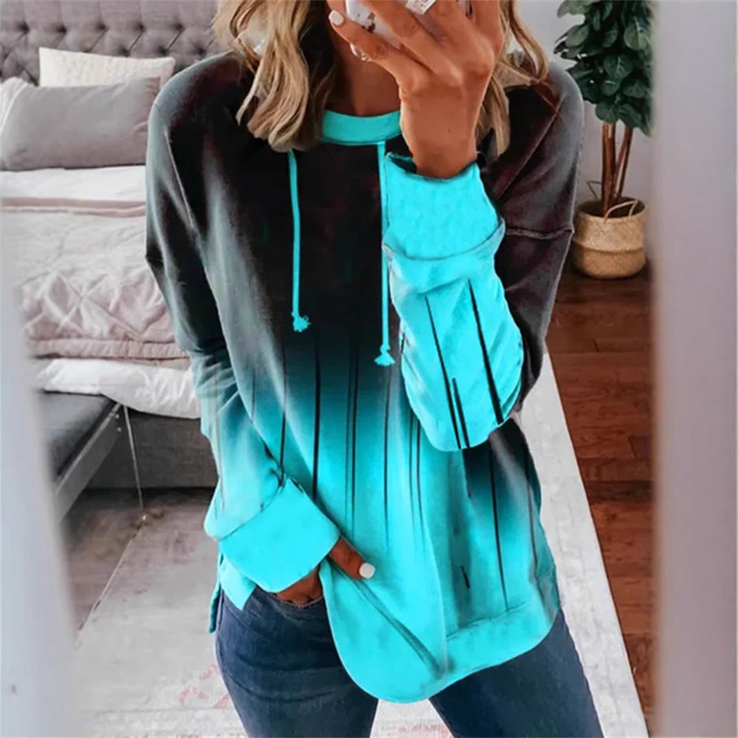 Kvinnors hoodie med stilren gradient och unik design Mirla-Eva Jonsson
