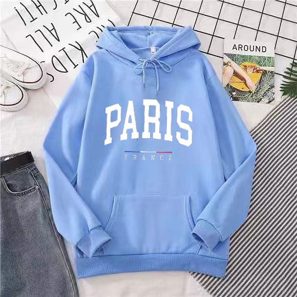 Kvinnors hoodie med stor Paris tryck Mirla-Eva Jonsson