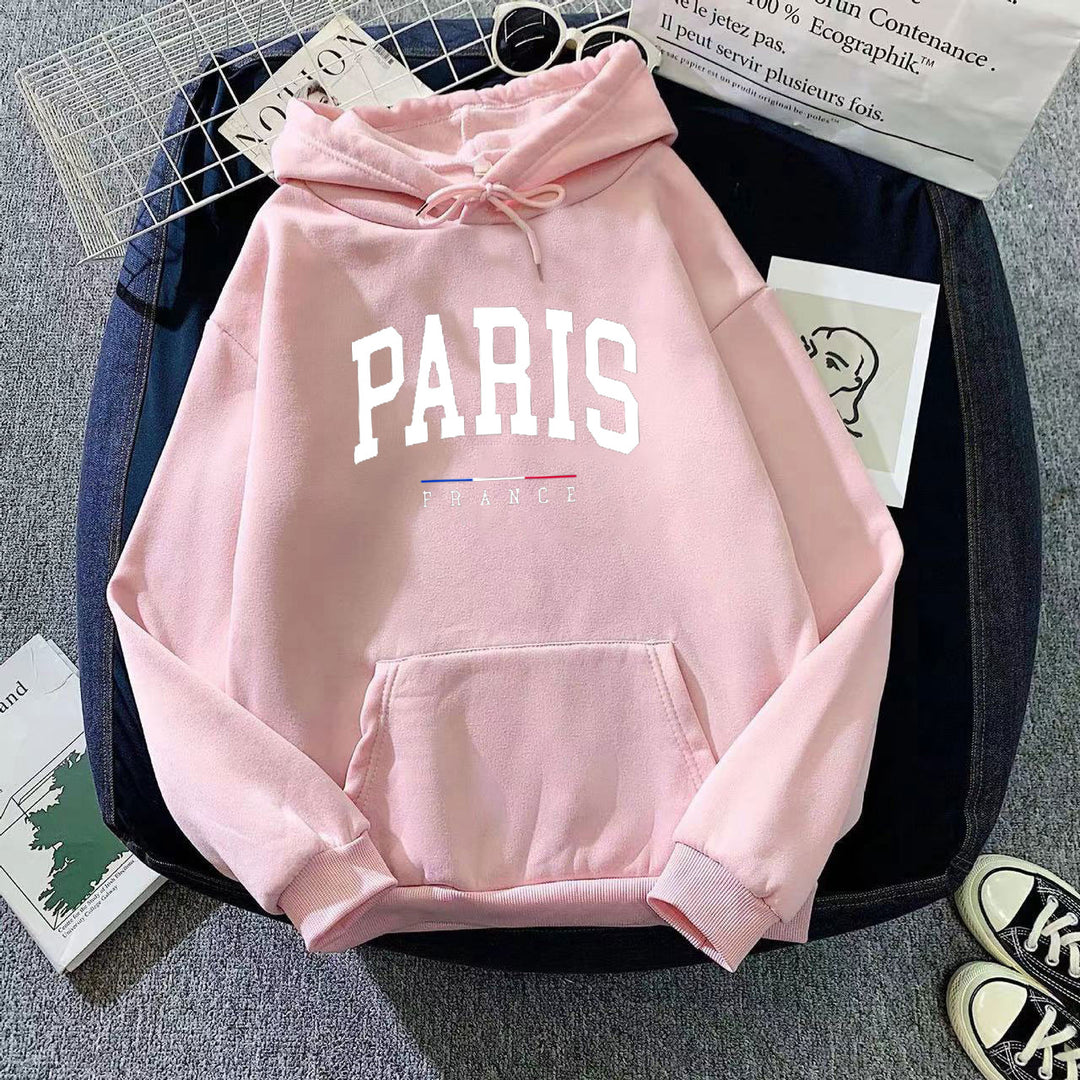 Kvinnors hoodie med stor Paris tryck Mirla-Eva Jonsson