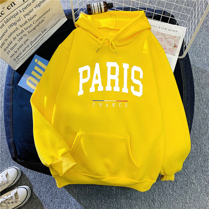 Kvinnors hoodie med stor Paris tryck Mirla-Eva Jonsson
