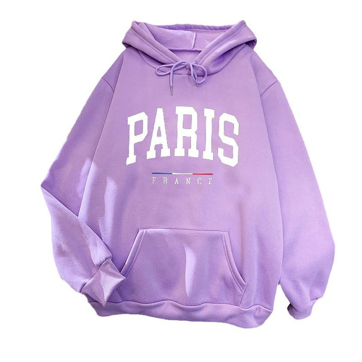 Kvinnors hoodie med stor Paris tryck Mirla-Eva Jonsson
