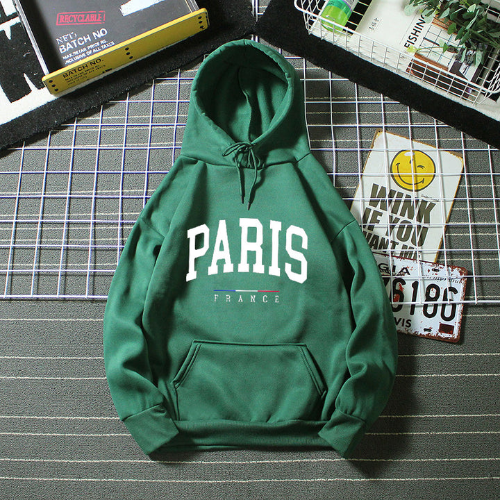 Kvinnors hoodie med stor Paris tryck Mirla-Eva Jonsson