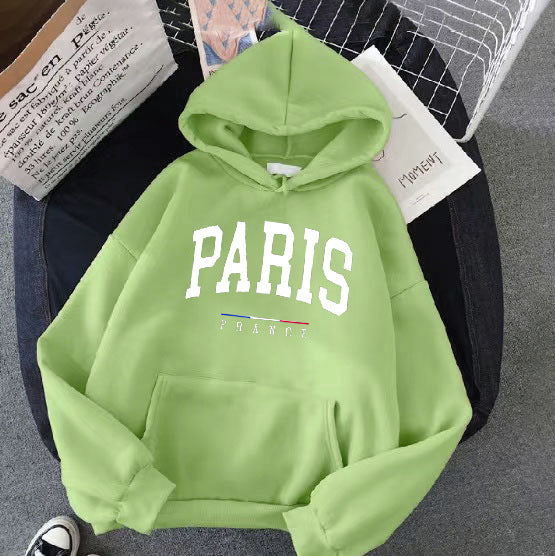Kvinnors hoodie med stor Paris tryck Mirla-Eva Jonsson