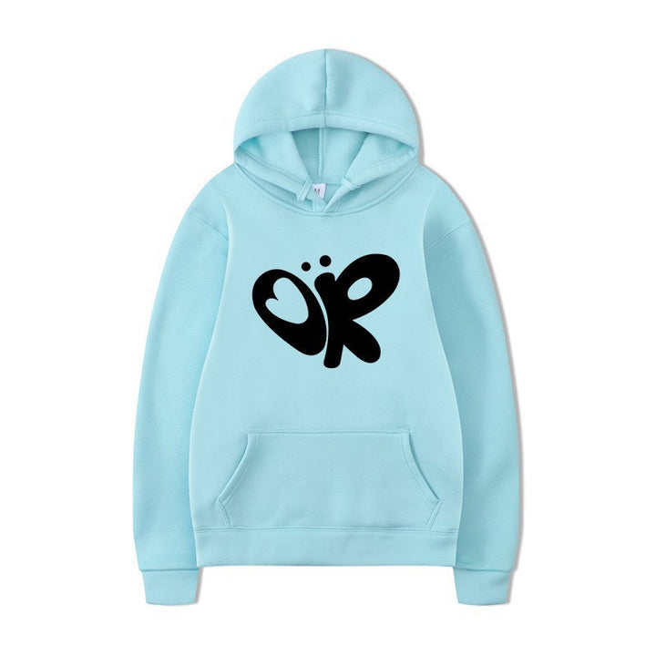Kvinnors hoodie med stor tryck och praktisk känguruficka Mirla-Eva Jonsson