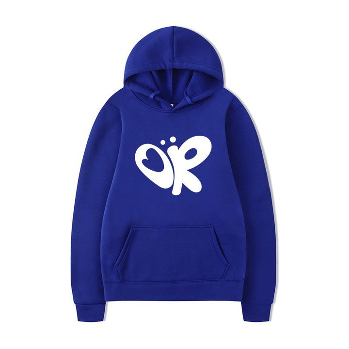 Kvinnors hoodie med stor tryck och praktisk känguruficka Mirla-Eva Jonsson