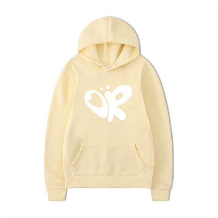 Kvinnors hoodie med stor tryck och praktisk känguruficka Mirla-Eva Jonsson