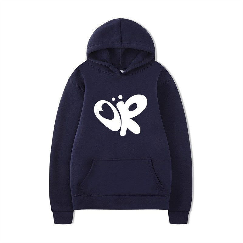 Kvinnors hoodie med stor tryck och praktisk känguruficka Mirla-Eva Jonsson