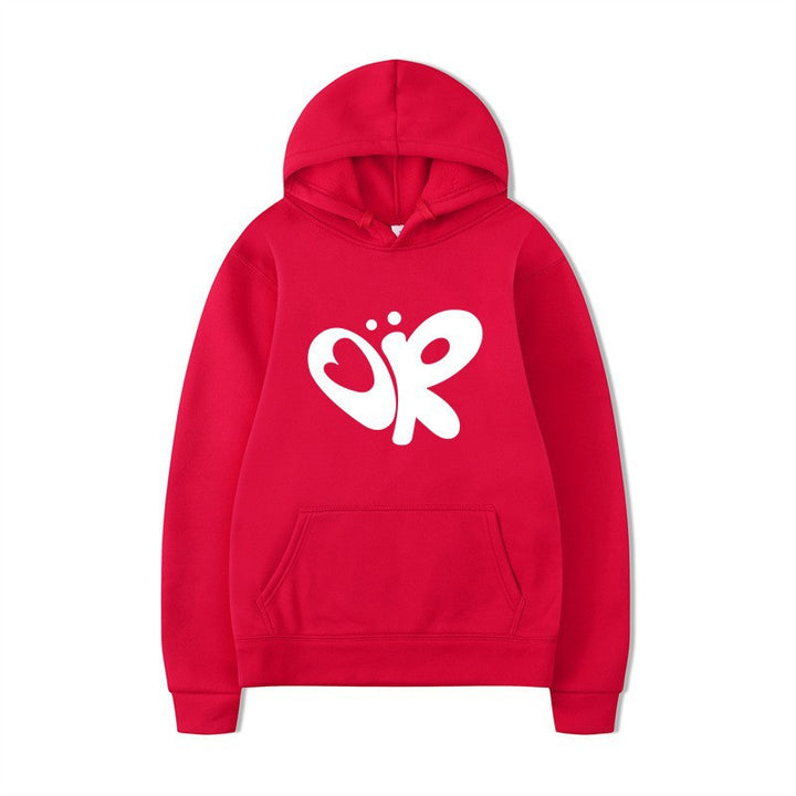 Kvinnors hoodie med stor tryck och praktisk känguruficka Mirla-Eva Jonsson