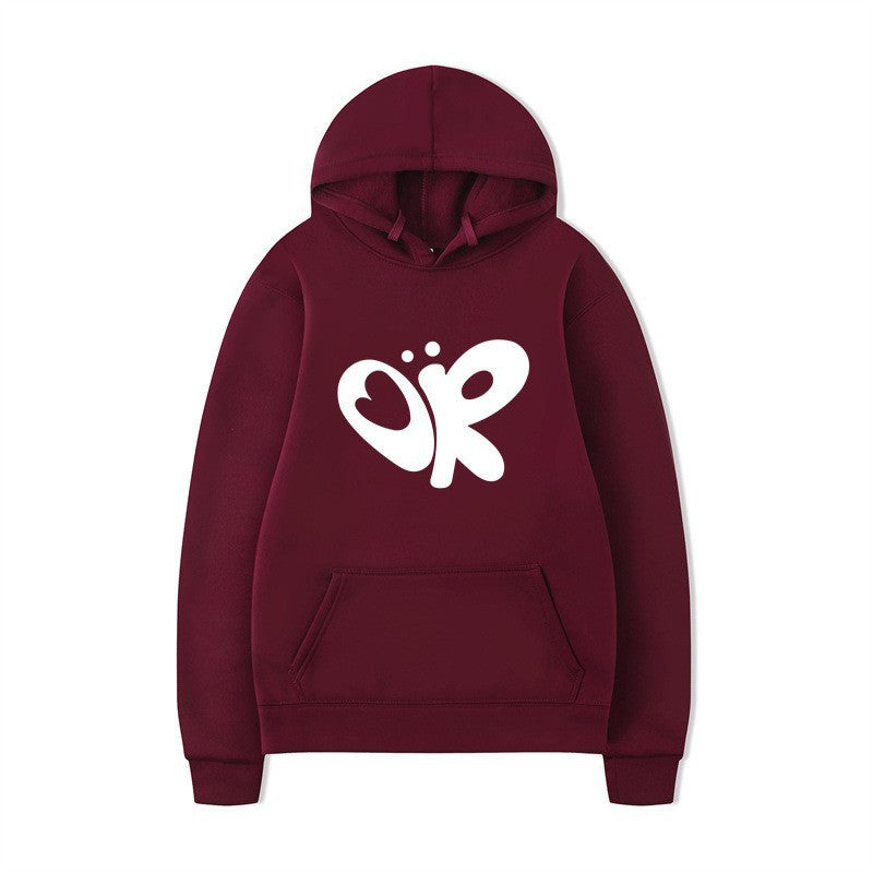 Kvinnors hoodie med stor tryck och praktisk känguruficka Mirla-Eva Jonsson