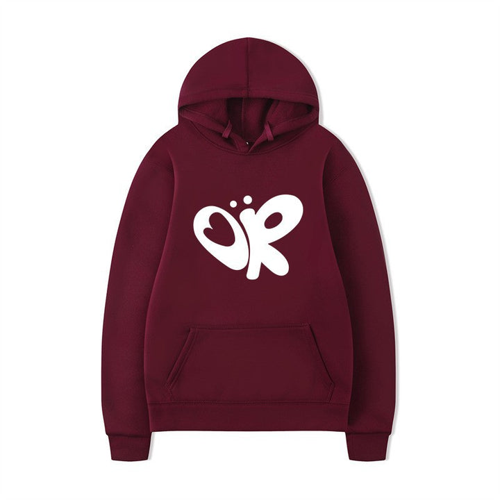 Kvinnors hoodie med stor tryck och praktisk känguruficka Mirla-Eva Jonsson