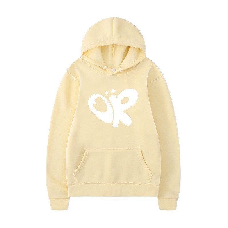 Kvinnors hoodie med stor tryck och praktisk känguruficka Mirla-Eva Jonsson