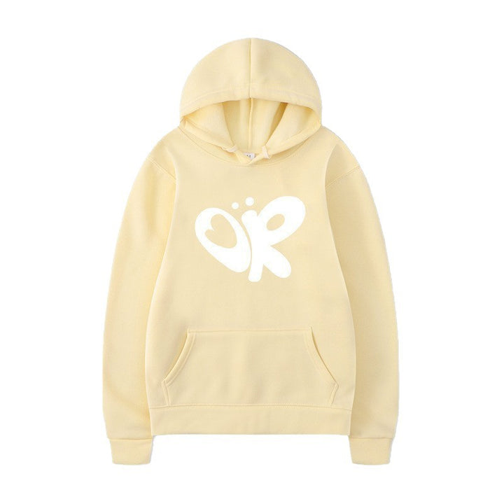 Kvinnors hoodie med stor tryck och praktisk känguruficka Mirla-Eva Jonsson