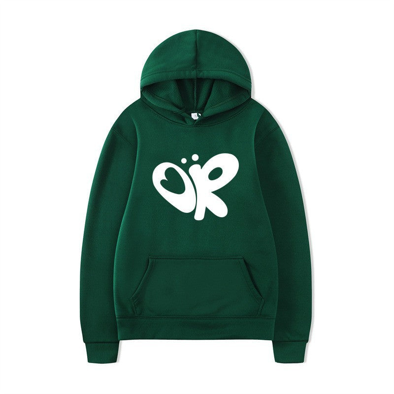 Kvinnors hoodie med stor tryck och praktisk känguruficka Mirla-Eva Jonsson