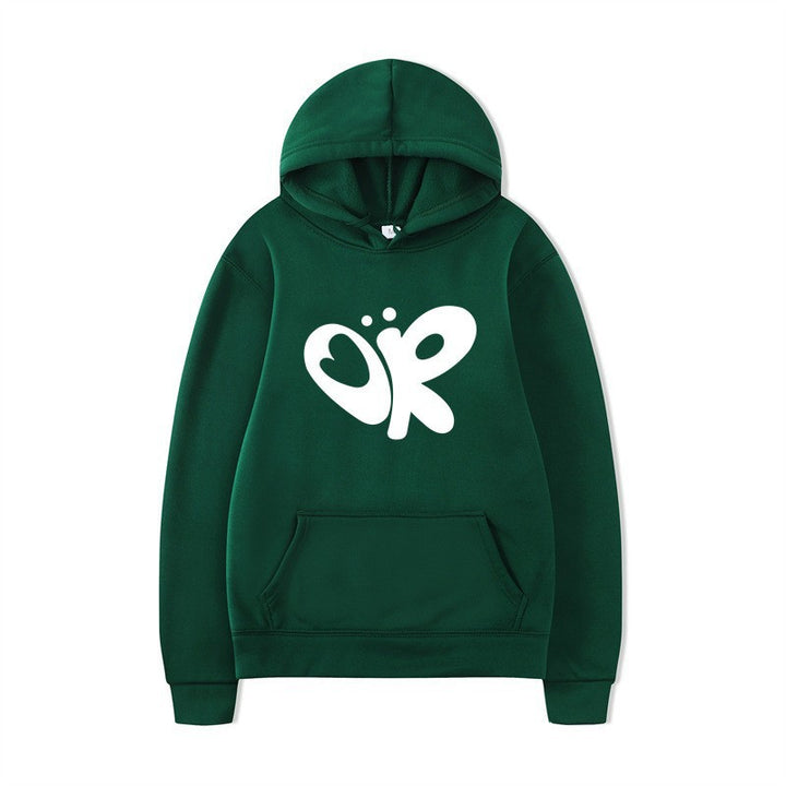 Kvinnors hoodie med stor tryck och praktisk känguruficka Mirla-Eva Jonsson