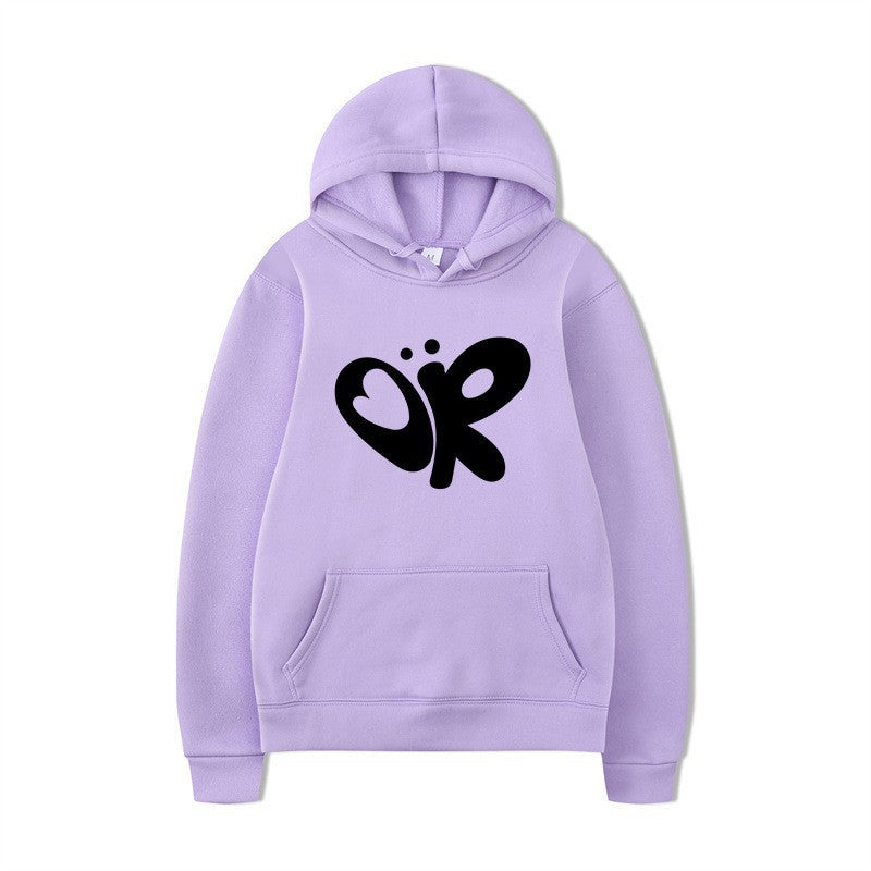 Kvinnors hoodie med stor tryck och praktisk känguruficka Mirla-Eva Jonsson
