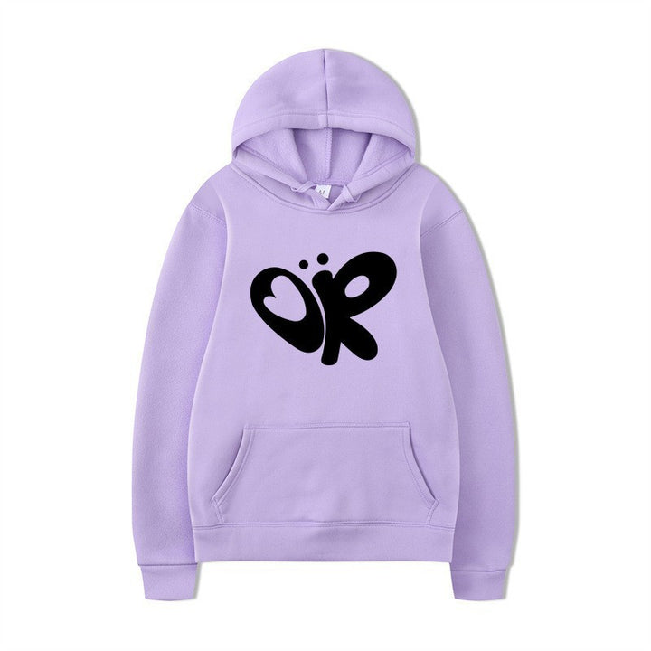 Kvinnors hoodie med stor tryck och praktisk känguruficka Mirla-Eva Jonsson