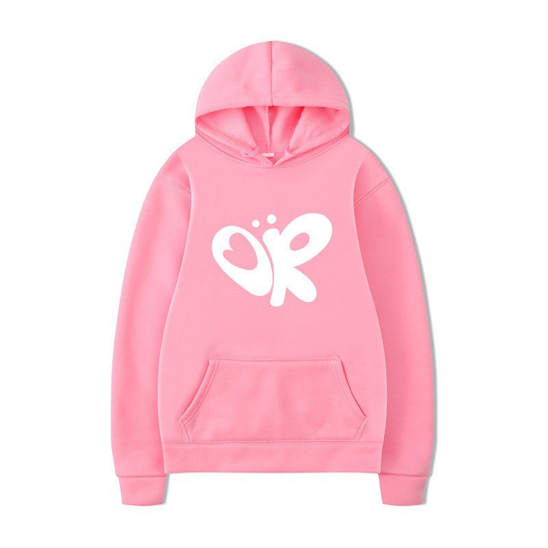 Kvinnors hoodie med stor tryck och praktisk känguruficka Mirla-Eva Jonsson