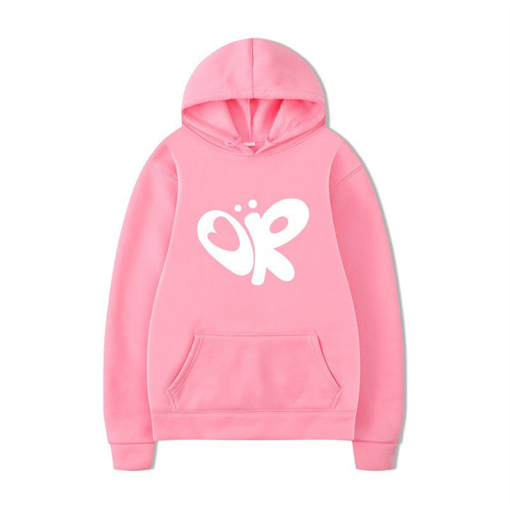 Kvinnors hoodie med stor tryck och praktisk känguruficka Mirla-Eva Jonsson
