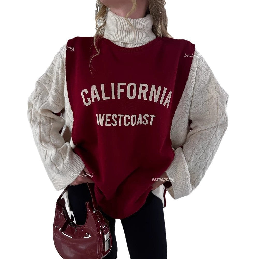 Kvinnors hoodie med texturerade ärmar och cool text Mirla-Eva Jonsson