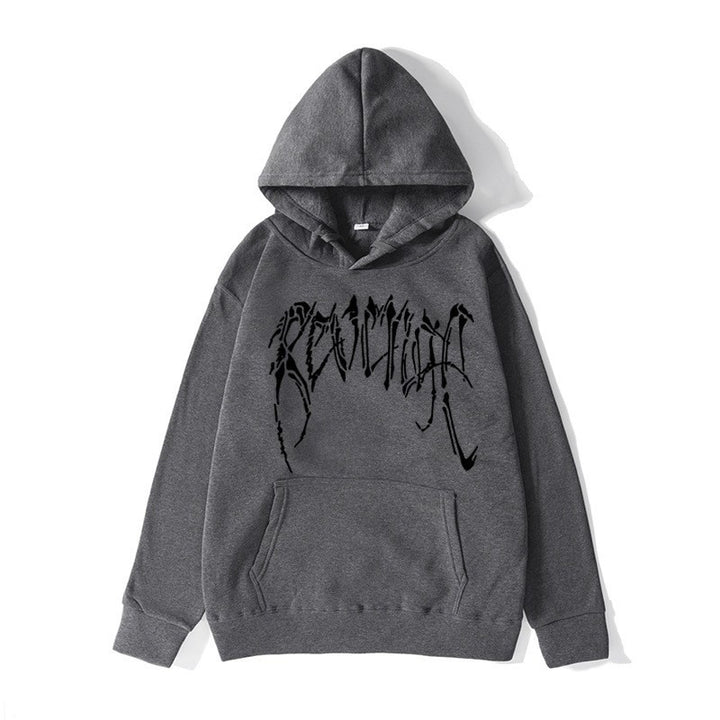 Kvinnors hoodie med unik grafisk text Mirla-Eva Jonsson