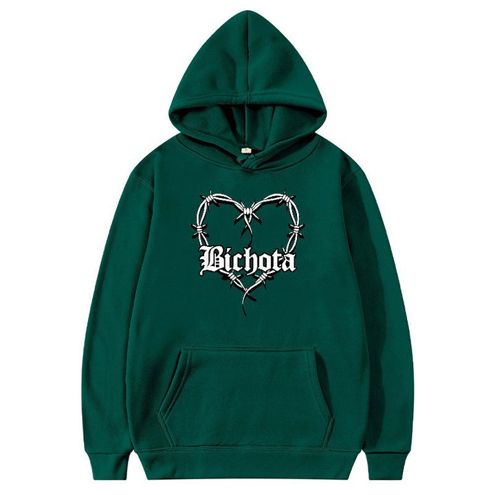 Kvinnors hoodie med unik hjärtformad design och broderad text Mirla-Eva Jonsson