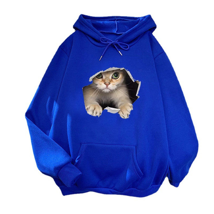Kvinnors hoodie med unik kattdesign Mirla-Eva Jonsson