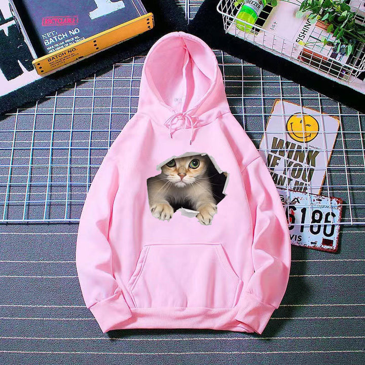 Kvinnors hoodie med unik kattdesign Mirla-Eva Jonsson