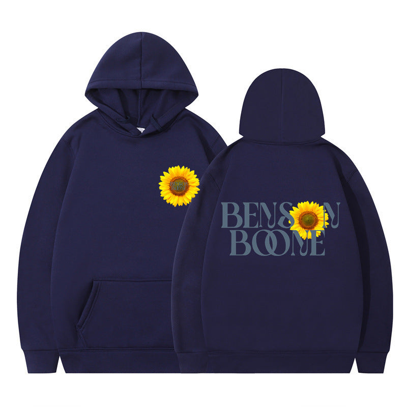 Kvinnors hoodie med unik solrosdesign och bekväm passform Mirla-Eva Jonsson