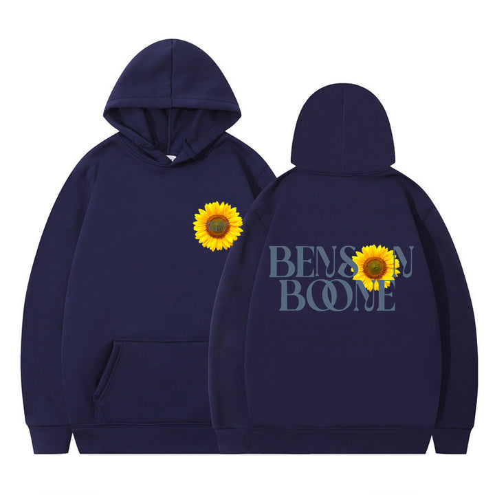 Kvinnors hoodie med unik solrosdesign och bekväm passform Mirla-Eva Jonsson